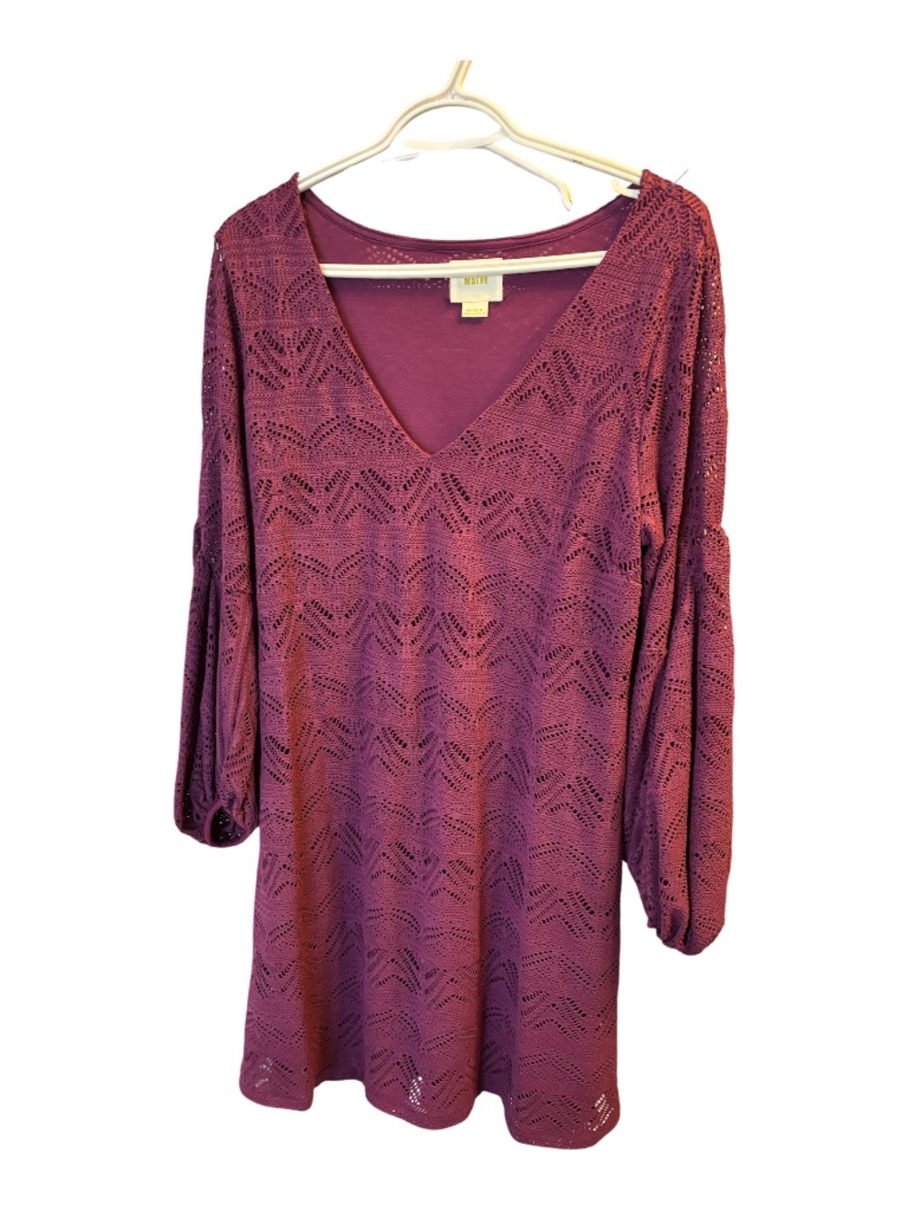 Maeve Burgundy Openwork V-Neck Tunic